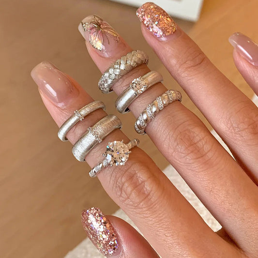 Vintage Pulled Zircon Pearl Ring, Women's Open Band, Stackable Minimalist Jewelry