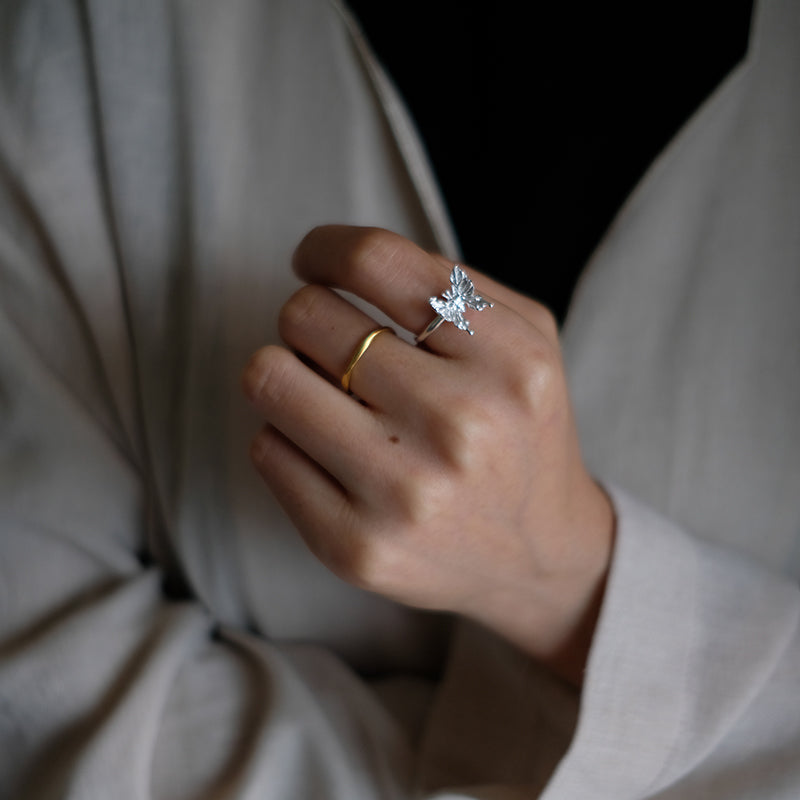 990 Silver Butterfly Ring, Delicate Women's Ring, Hong Kong Sizes