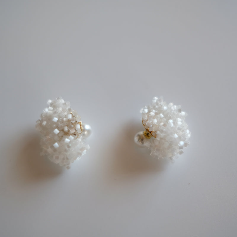 Handmade Vintage Bead Earrings, White Studs and Clips