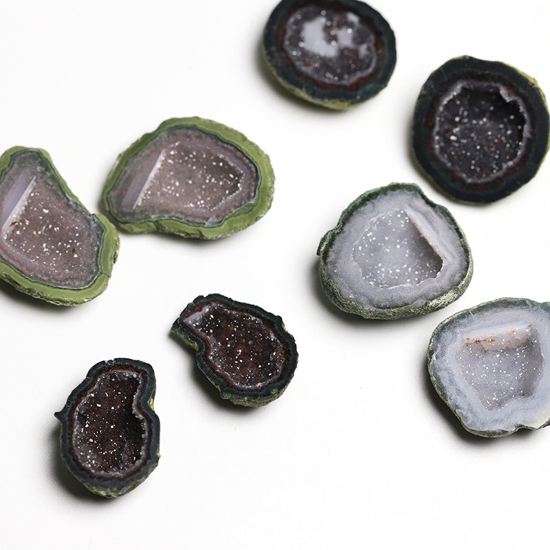 Natural Mexican Mini Agate Crystal Cave Earrings, Raw Mineral DIY Pendant Accessory