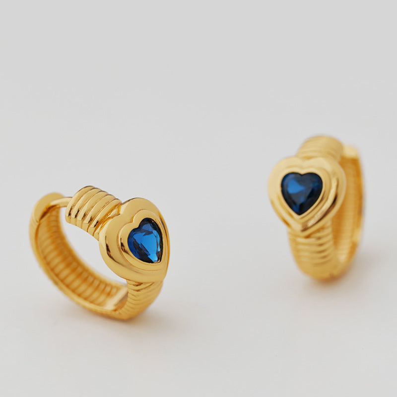 Vintage Love Heart Hoop Earrings, Classic Circle Studs