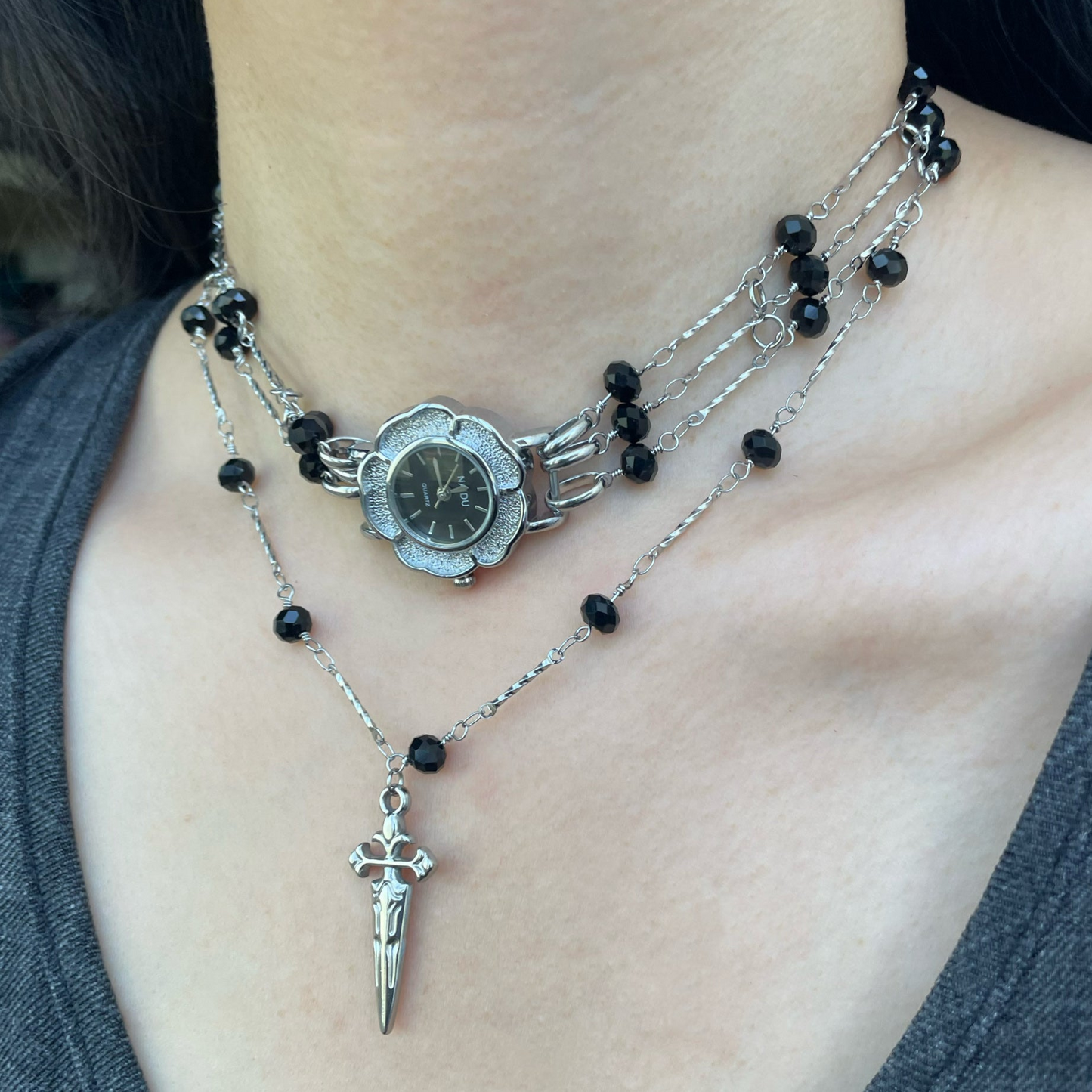 Niche Multi-layer Watch Choker Necklace Simple Stacking Clavicle Chain