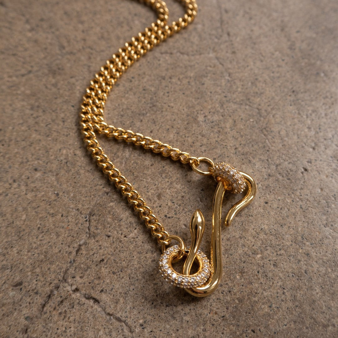 Serpent Design Zirconia Pendant Necklace