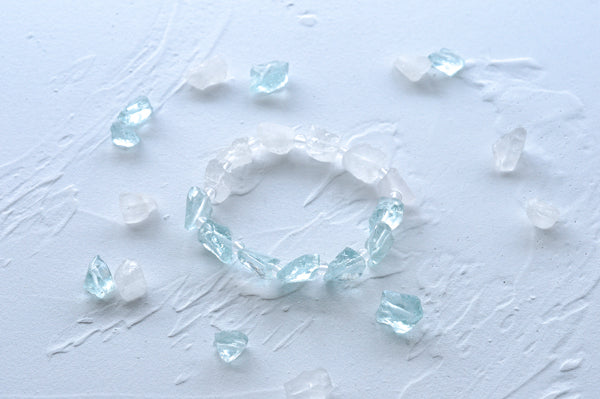 Natural White Quartz Crystal Bead Bracelet, Gradient Raw Stone, Women's Fashion Accessory