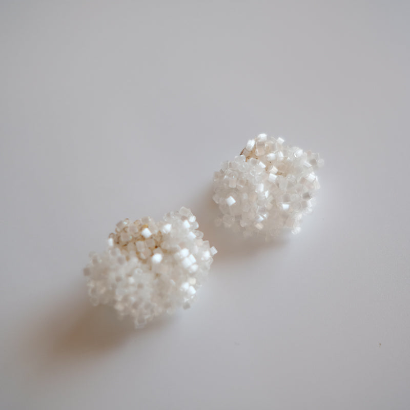 Handmade Vintage Bead Earrings, White Studs and Clips
