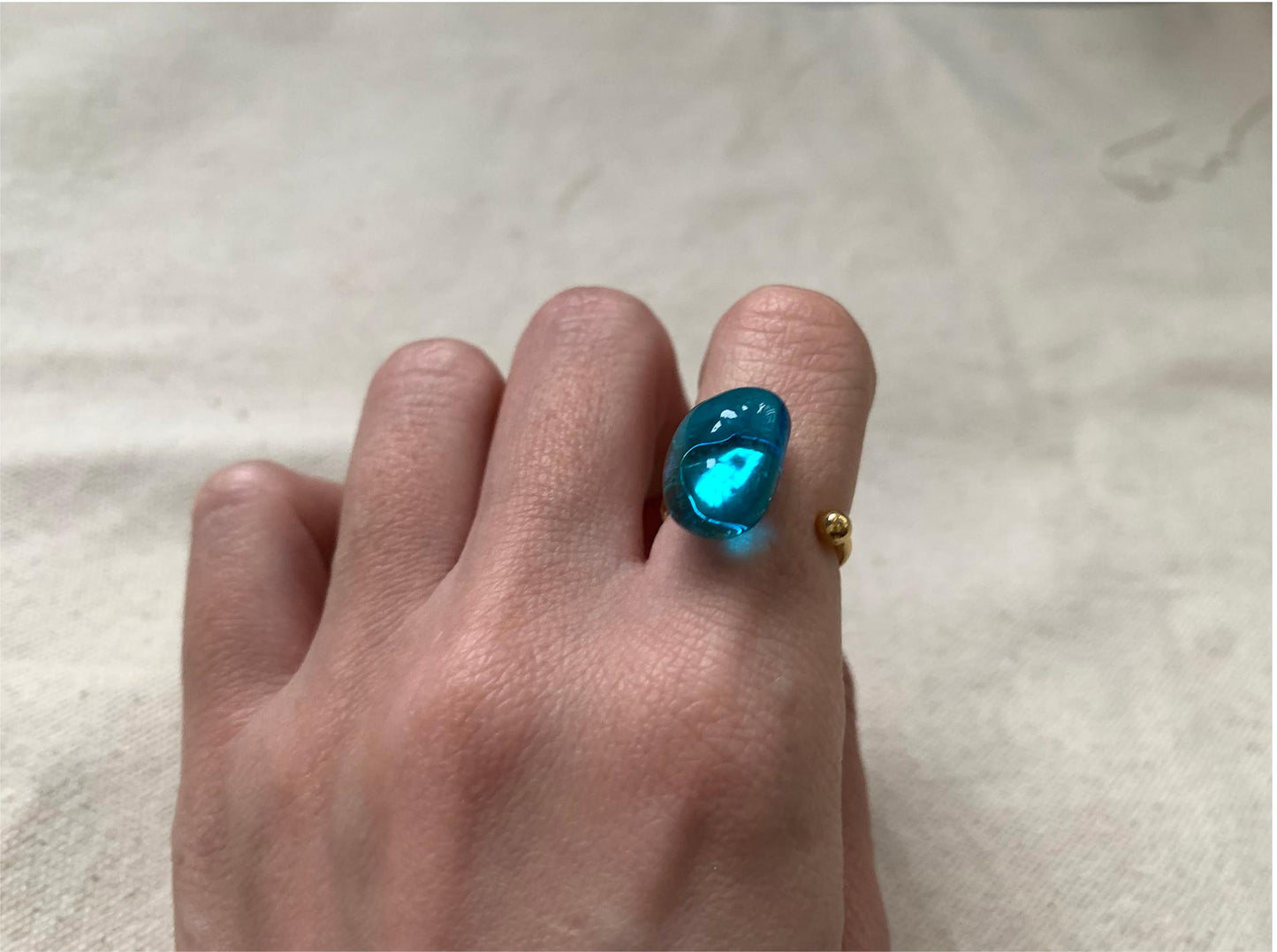 Adorable Fresh Dipped Glass Ring, Girl's Charming Accessory