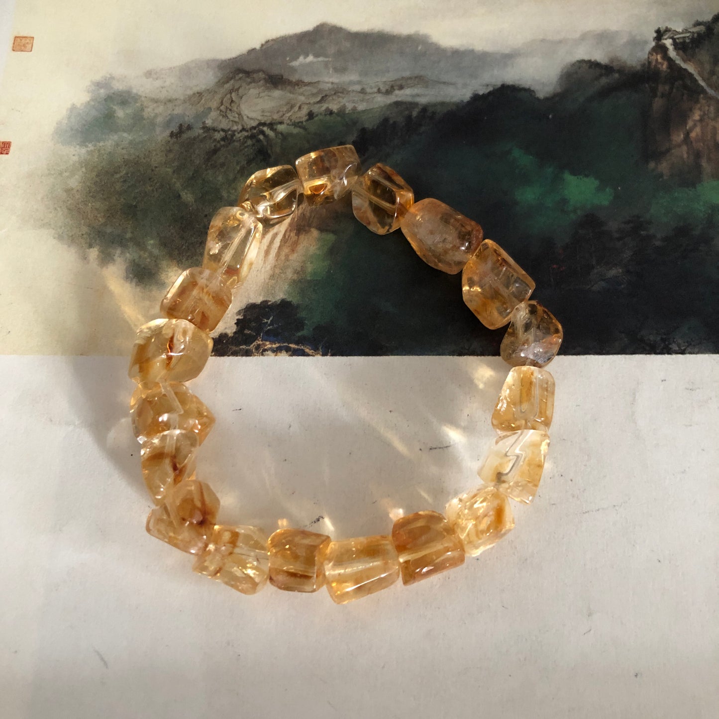 Natural Amethyst and Citrine Bead Bracelet, Raw Quartz Single Coil, Large Beads, One Size 16cm Wrist