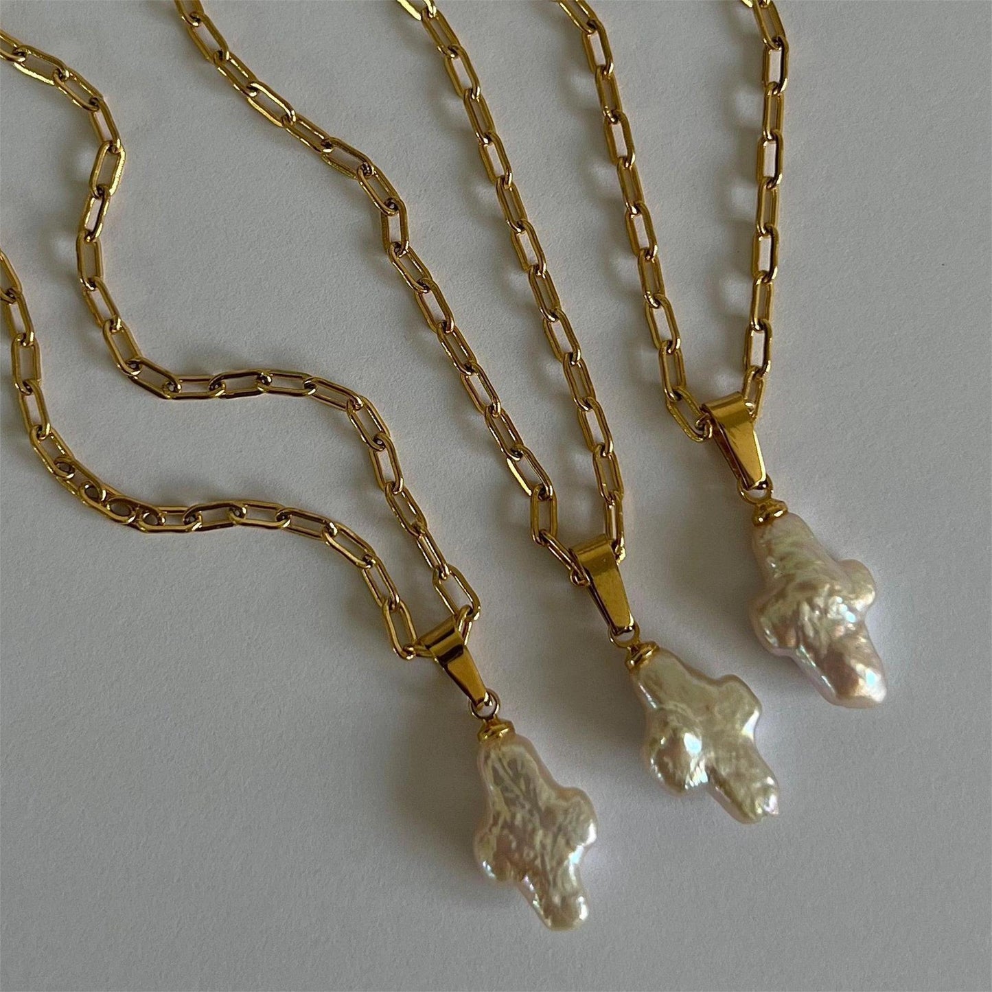 Natural Pearl Cross Pendant Necklace