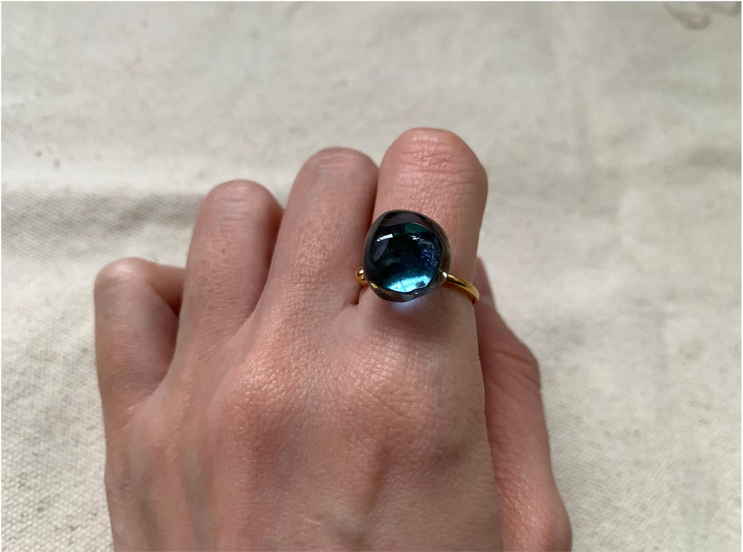 Adorable Fresh Dipped Glass Ring, Girl's Charming Accessory