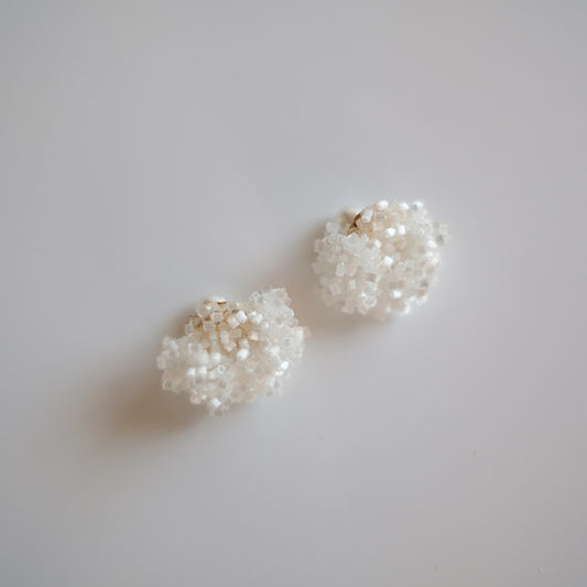 Handmade Vintage Bead Earrings, White Studs and Clips