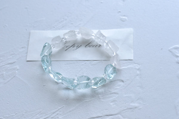 Natural White Quartz Crystal Bead Bracelet, Gradient Raw Stone, Women's Fashion Accessory