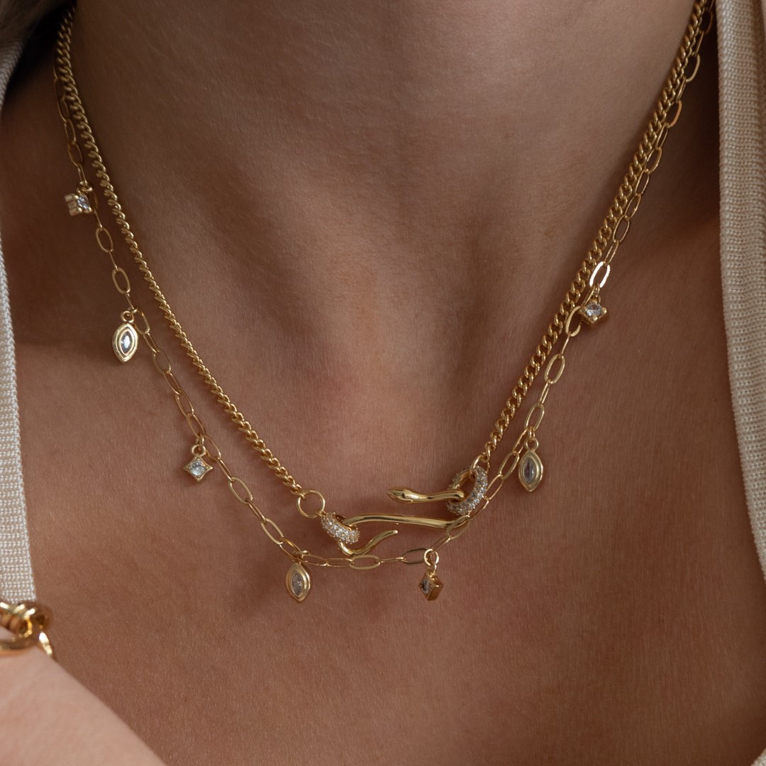 Serpent Design Zirconia Pendant Necklace