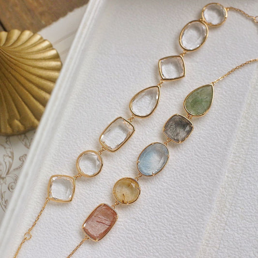 White or Colorful Crystal Bracelet, Premium Edition, Two-Tone Style