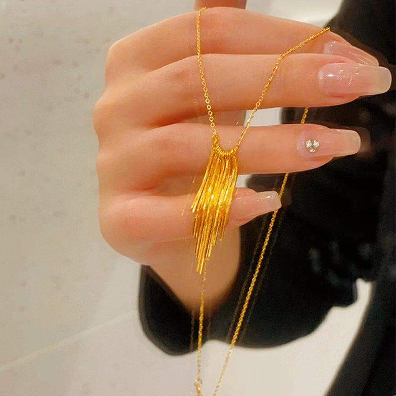 Gold Tassel Necklace, Premium Luxe Feel, Versatile Chic Collar Chain, Exclusive Design for Women