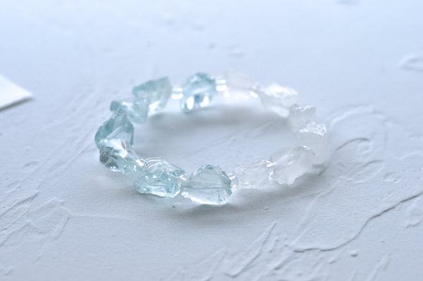 Natural White Quartz Crystal Bead Bracelet, Gradient Raw Stone, Women's Fashion Accessory