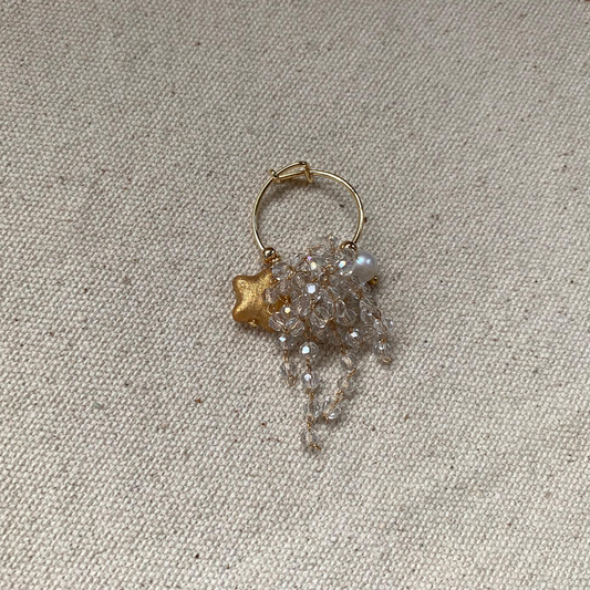 Elegant Freshwater Pearl Star Tassel Ring, Girl's Delicate Accessory, Adjustable 58-65mm