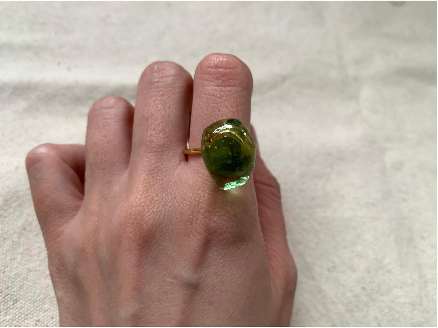 Adorable Fresh Dipped Glass Ring, Girl's Charming Accessory