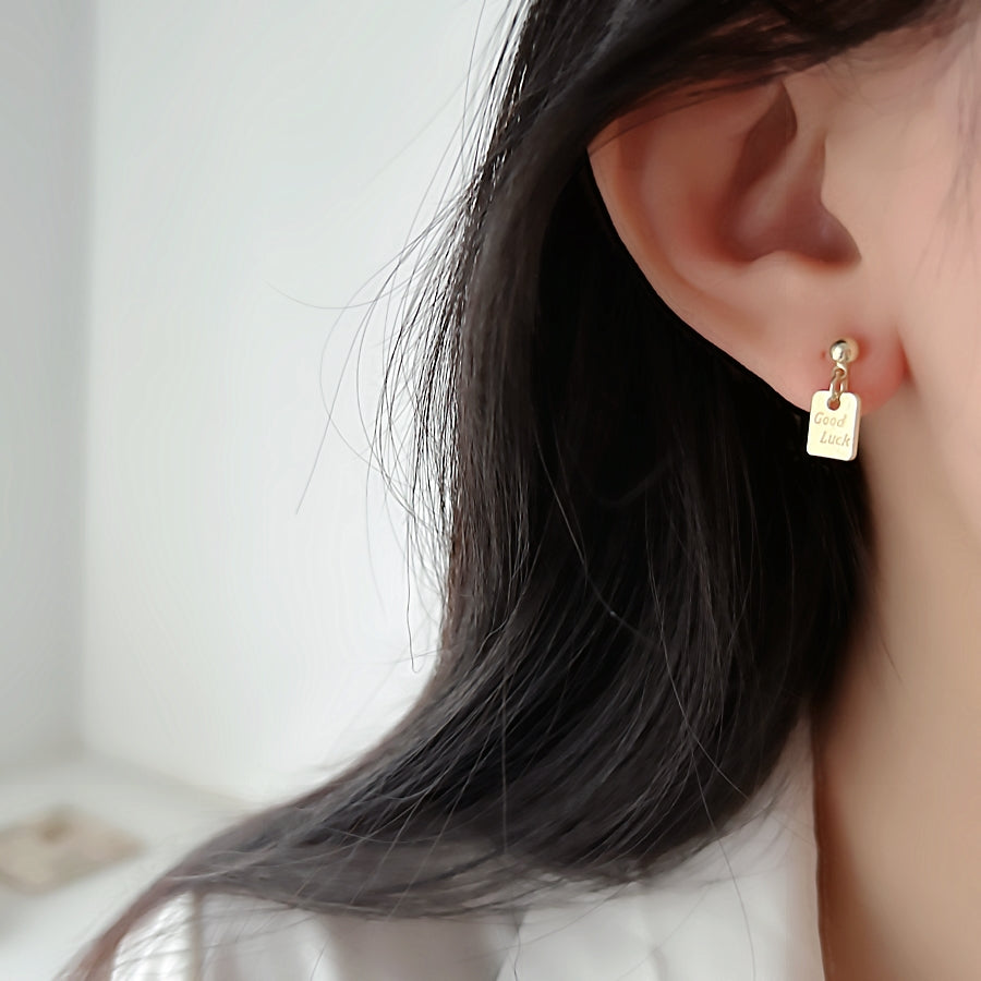Painless Mosquito Coil Ear Cuff with GOODLUCK Letter Charm and Star Pendant and Ice Cream Cone