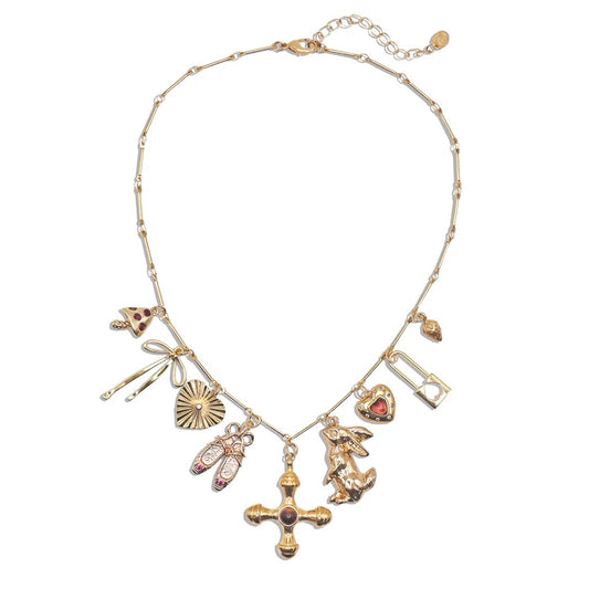 Handcrafted Butterfly Pendant with Cross and Heart Charm Necklace