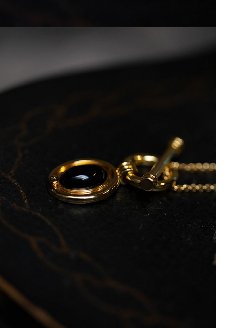 Natural Black Agate Collar Necklace, Classic Choker with Toggle Clasp