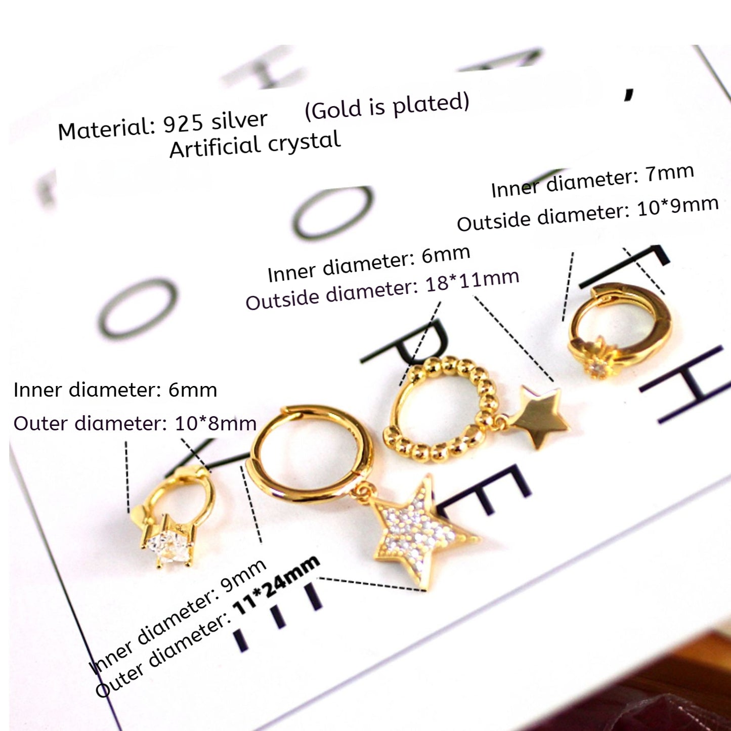 Luxurious Star Stud Earrings, Full Diamond Paved, Ear Cuff, 925 Sterling Silver, Single Piece