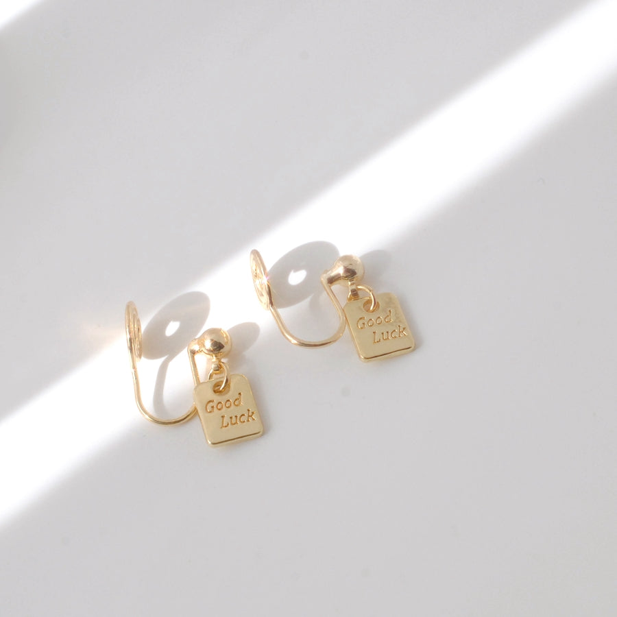 Painless Mosquito Coil Ear Cuff with GOODLUCK Letter Charm and Star Pendant and Ice Cream Cone
