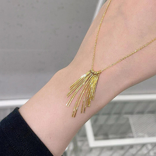 Gold Tassel Necklace, Premium Luxe Feel, Versatile Chic Collar Chain, Exclusive Design for Women