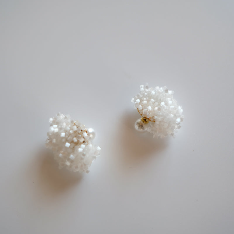 Handmade Vintage Bead Earrings, White Studs and Clips