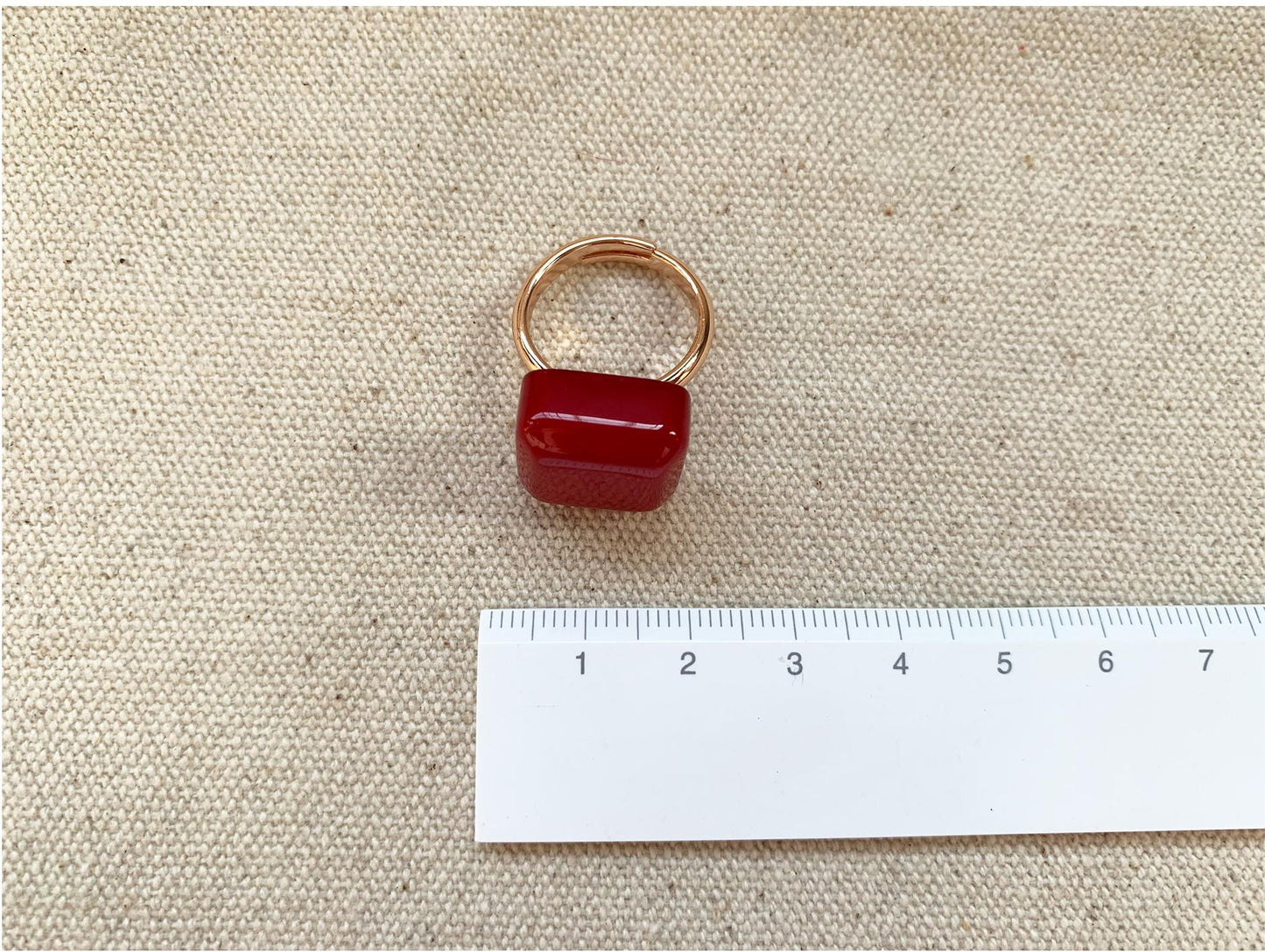 Adorable Multi-Color Resin Block Adjustable Ring, 18K Gold Plated, Playful Accessory for Women