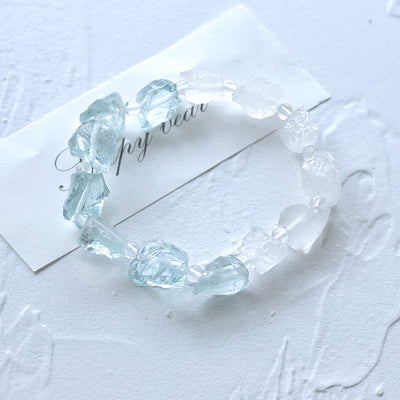 Natural White Quartz Crystal Bead Bracelet, Gradient Raw Stone, Women's Fashion Accessory