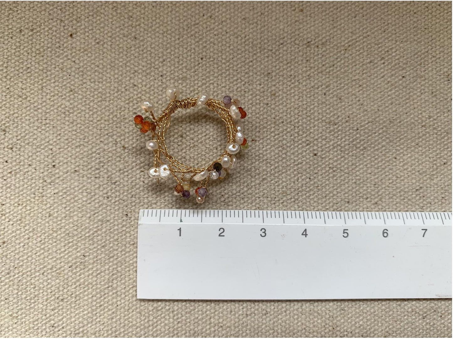 Freshwater Pearl Beaded Ring, Colorful Threaded Design, Girl's Accessory, Adjustable 50-62mm