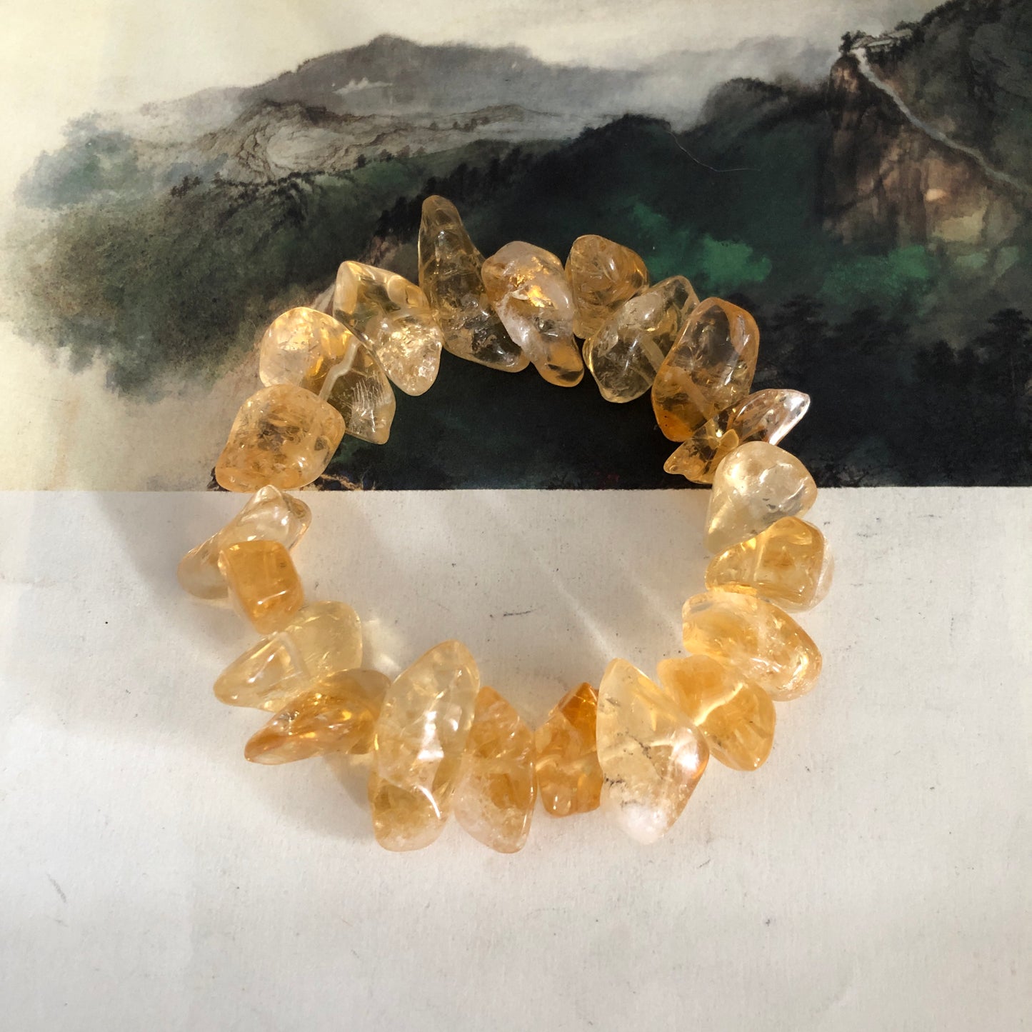 Natural Amethyst and Citrine Bead Bracelet, Raw Quartz Single Coil, Large Beads, One Size 16cm Wrist