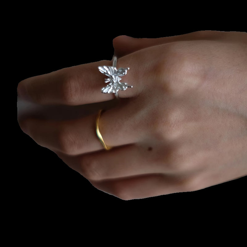 990 Silver Butterfly Ring, Delicate Women's Ring, Hong Kong Sizes