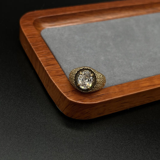 Oval Pure Copper Adjustable Ring, Genuine Gold Plated, Stylish and Artistic