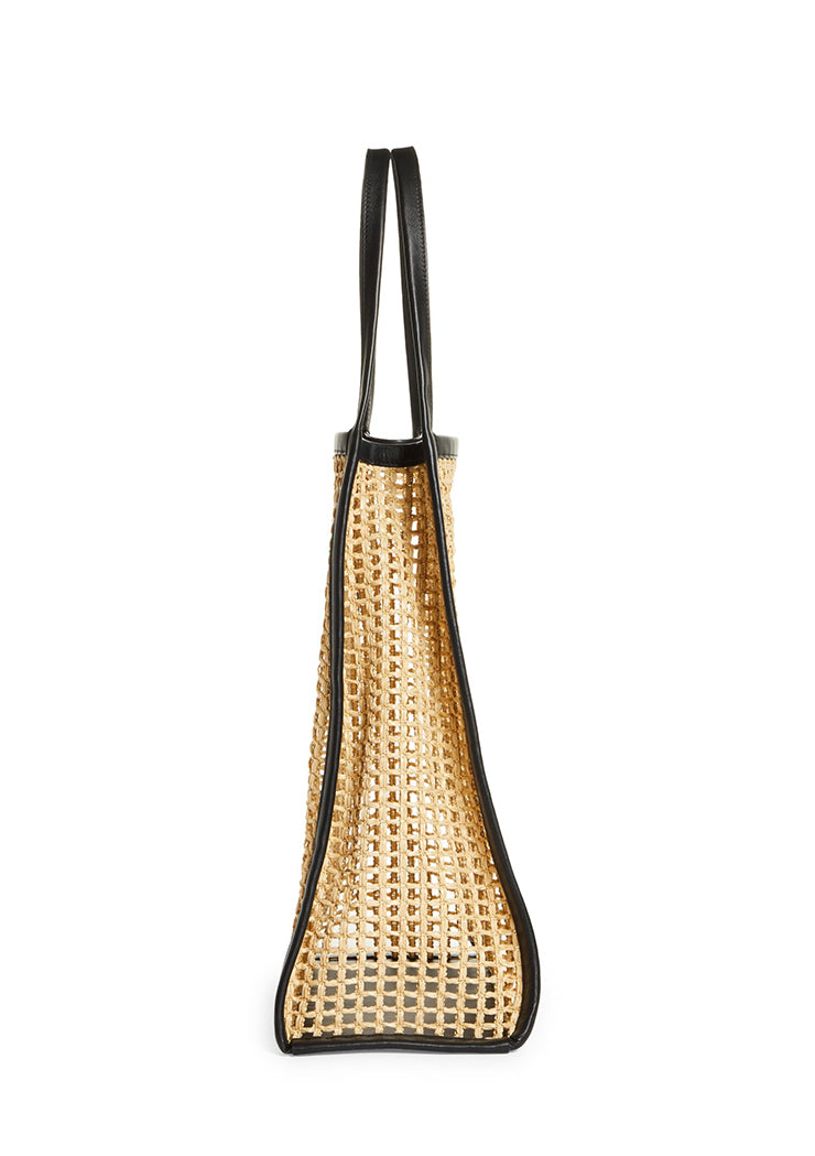Summer Rattan Tote, Oversized Beach Bag, Openwork Woven Shoulder Bag, Large Capacity for Women