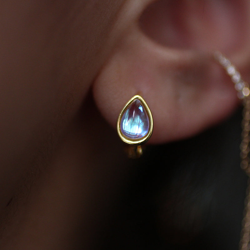 Mermaid Teardrop Ear Cuff, Moonlight Drip Design, 925 Sterling Silver with 1mm Post