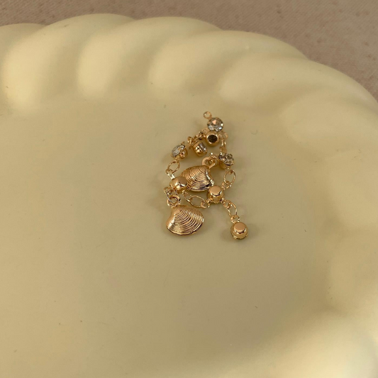 Elegant Shell Zircon Tassel Ring, Woman's Delicate Chain Accessory, Adjustable 48-65mm