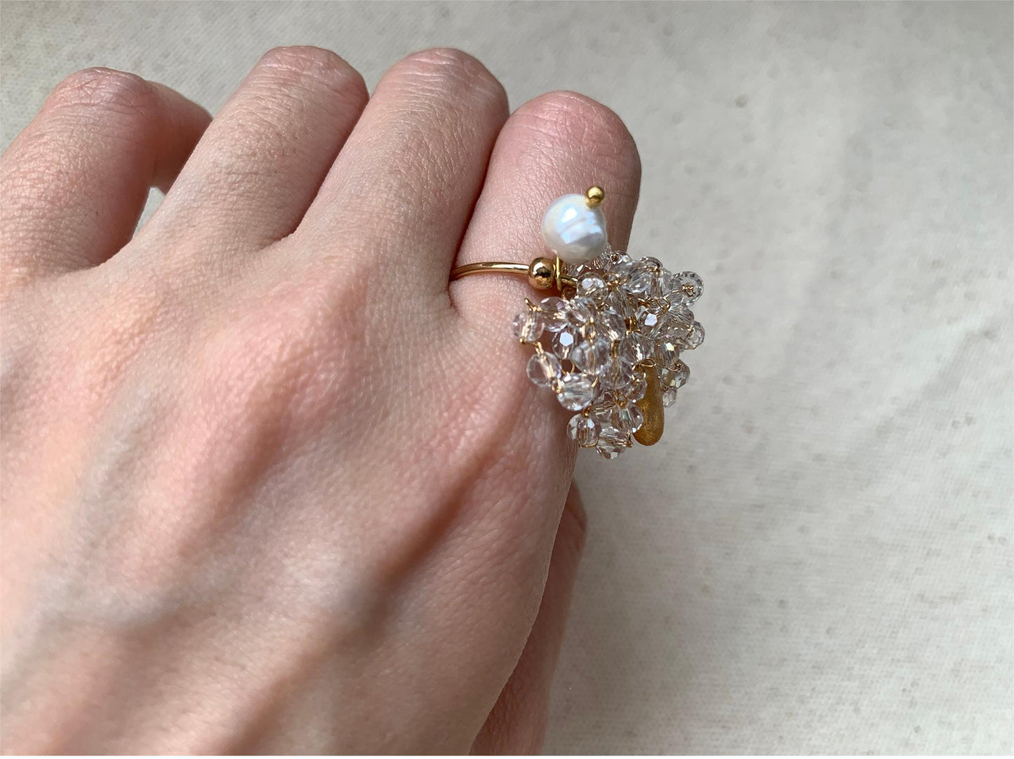 Elegant Freshwater Pearl Star Tassel Ring, Girl's Delicate Accessory, Adjustable 58-65mm