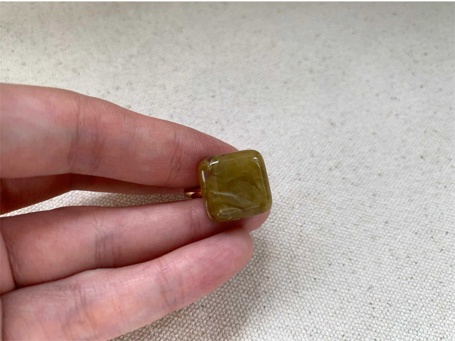 Adorable Multi-Color Resin Block Adjustable Ring, 18K Gold Plated, Playful Accessory for Women