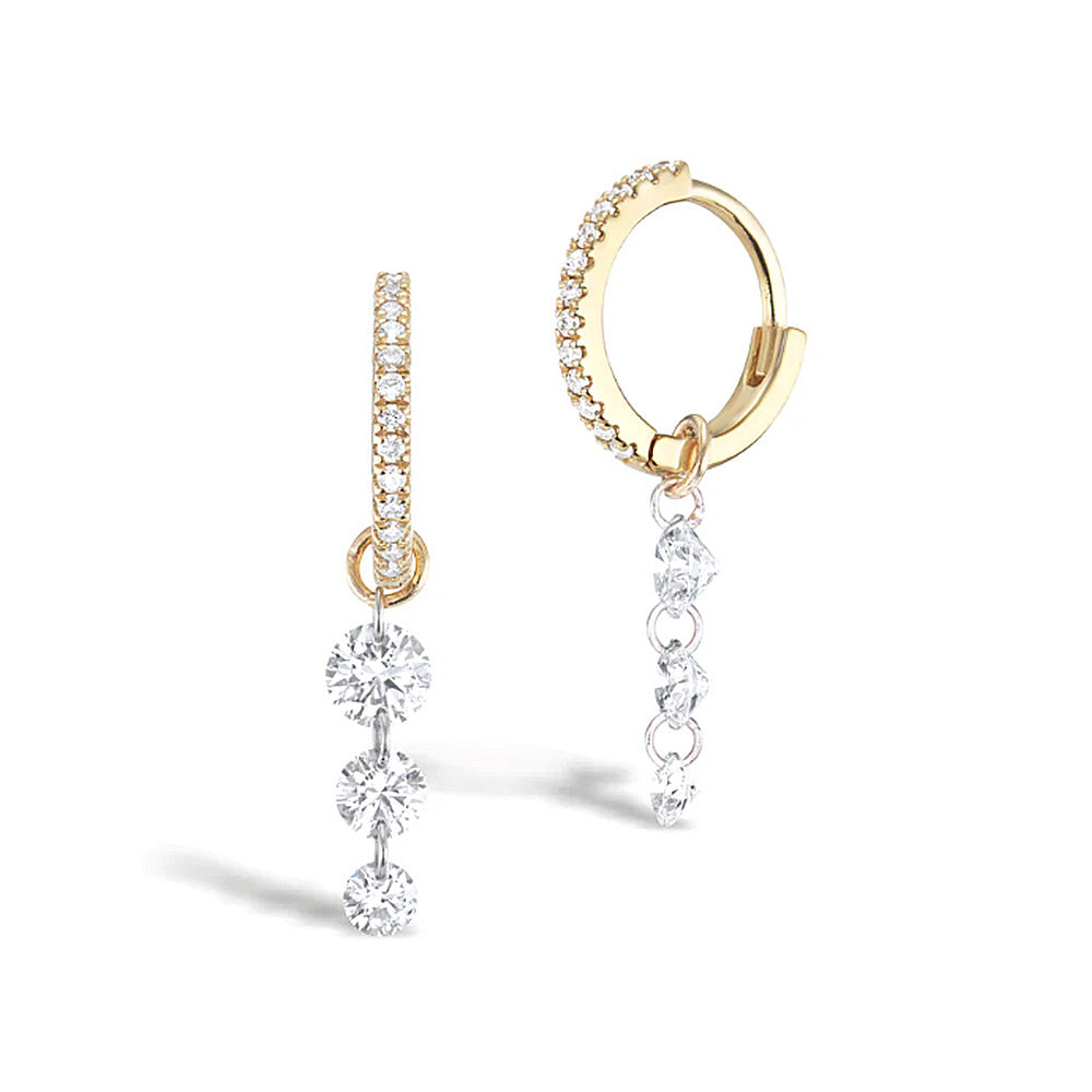 S925 Sterling Silver Zircon Pendant Hoop Earrings, Luxurious & Stylish, Versatile Everyday Accessory