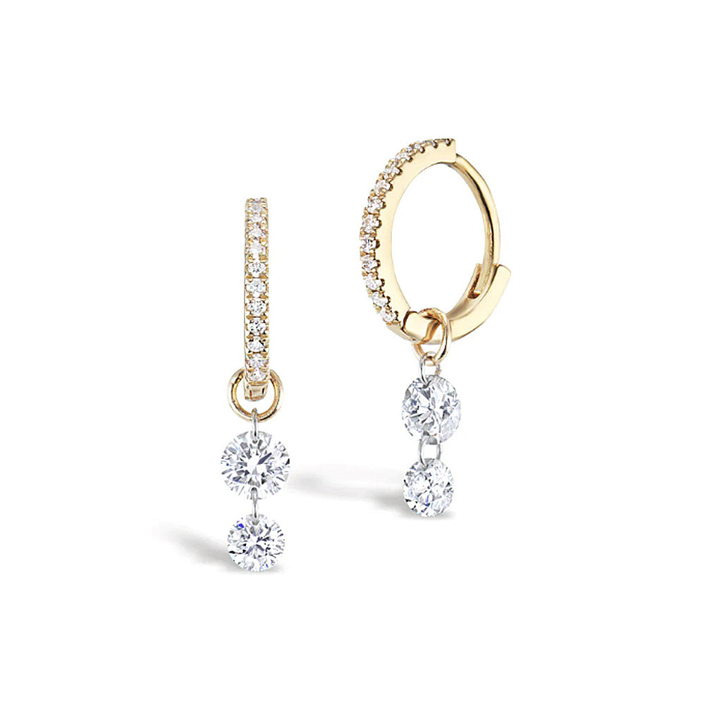 S925 Sterling Silver Zircon Pendant Hoop Earrings, Luxurious & Stylish, Versatile Everyday Accessory
