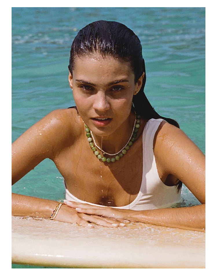 Natural Green Agate Bead Necklace, 18K Gold-Plated Copper, Adjustable 43+8cm Length