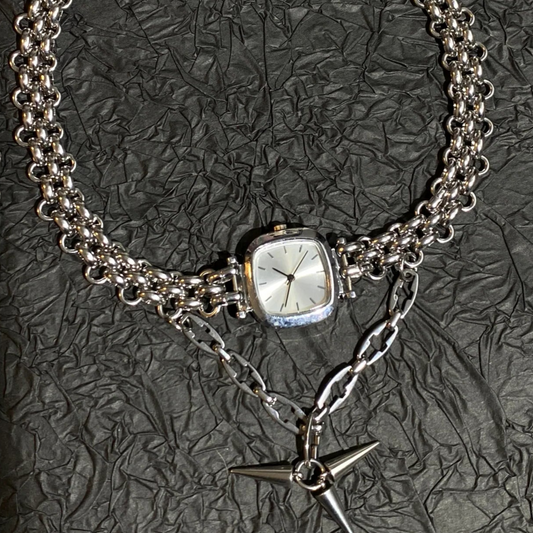 Watch Necklace Pointed Cone Punk Versatile Titanium Steel Choker