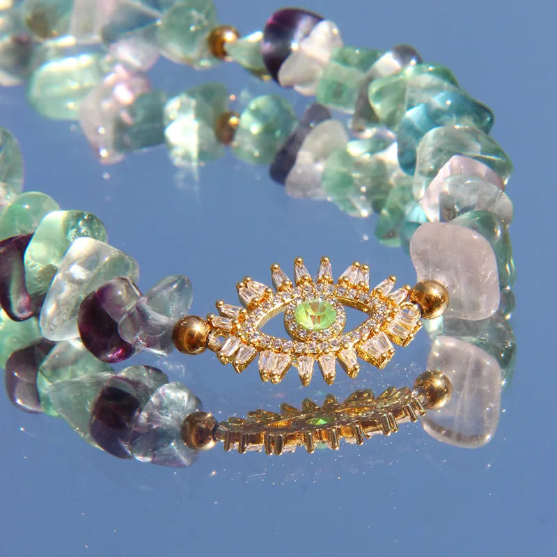 Handcrafted Green Jade Evil Eye Necklace – Iridescent Gemstone Pendant for Protection and Style