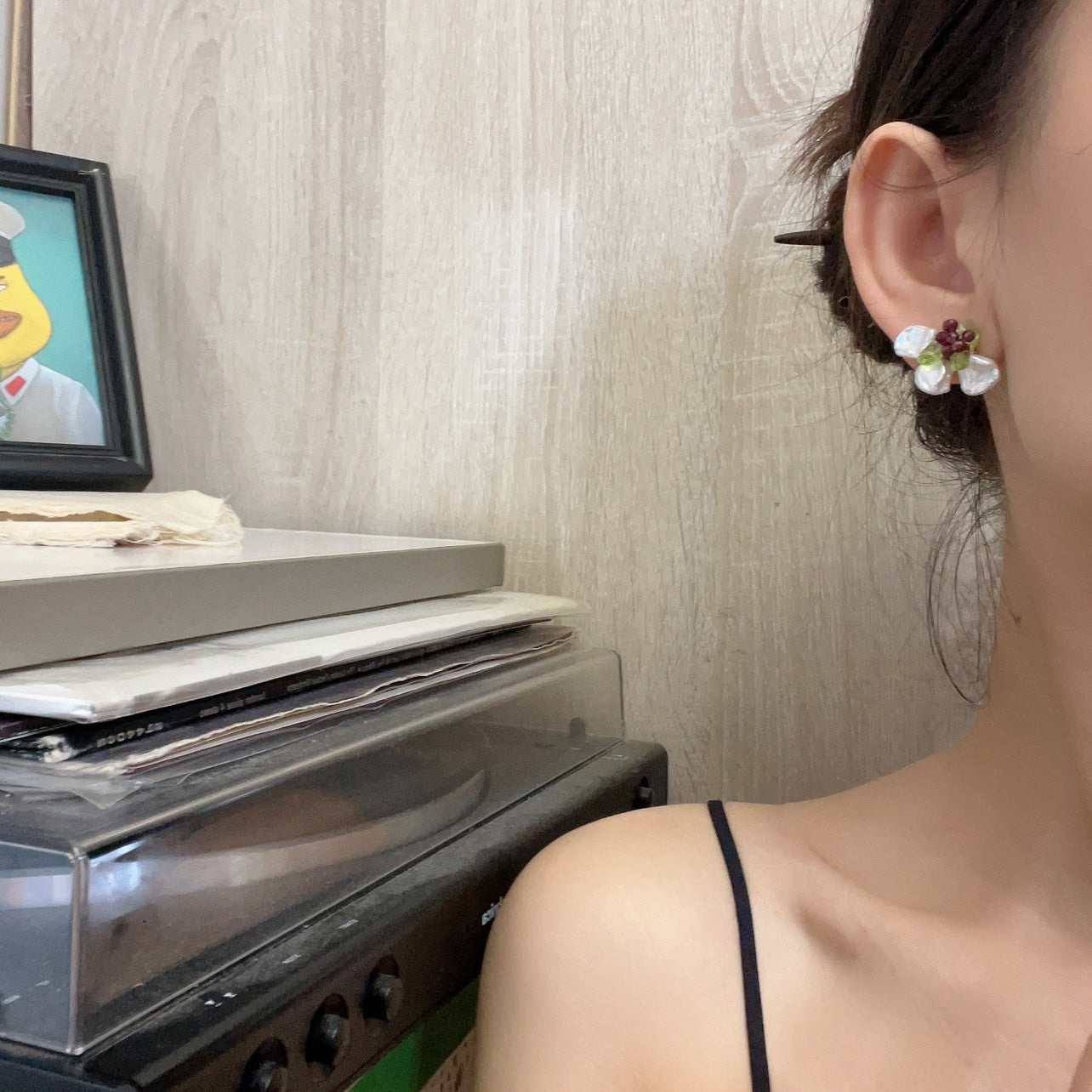 Natural Baroque Petal Pearl Handmade Woven Elegant Sweet Earrings S925 Silver Needle