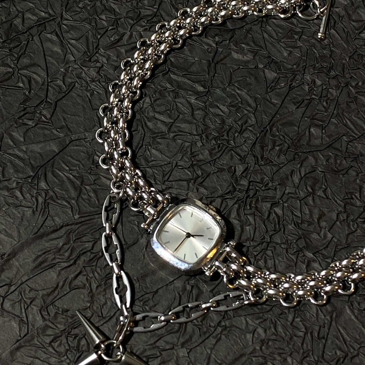 Watch Necklace Pointed Cone Punk Versatile Titanium Steel Choker