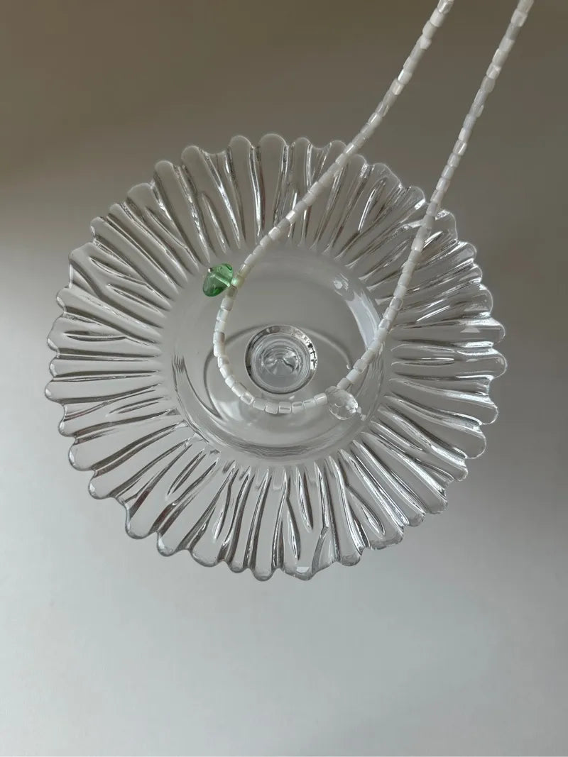 Elegant Pearl Bead Necklace with Distinctive Green Charm - Fashionable Accessory for All Occasions