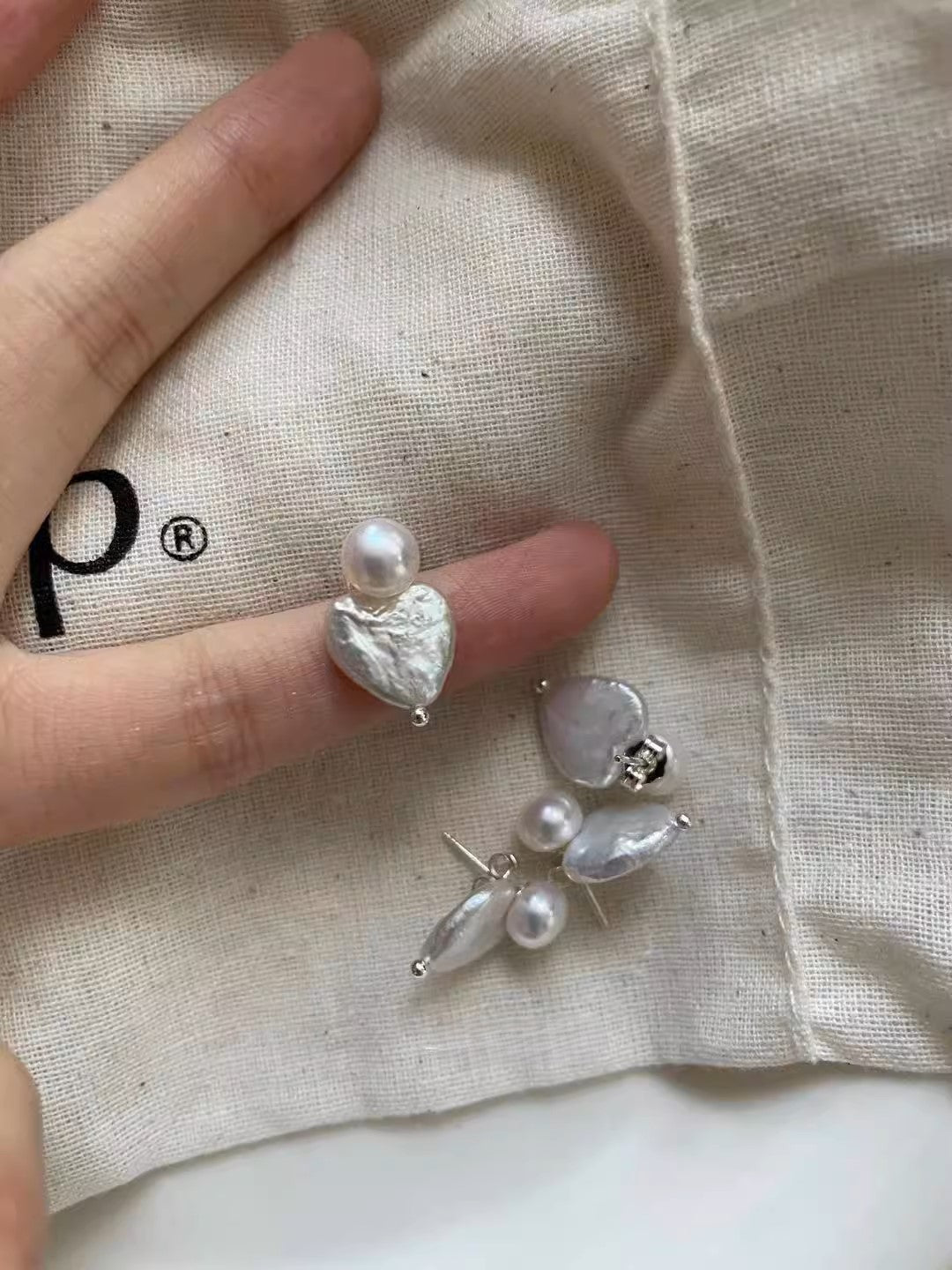 Heart-shaped Baroque Freshwater Pearl Earrings, 925 Sterling Siver, Adorable Accessory for Women
