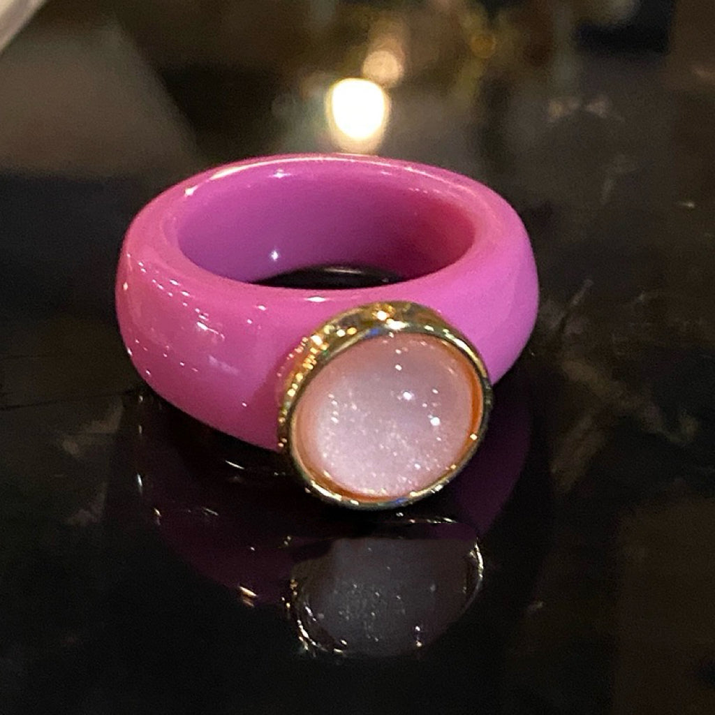 Crystal Stylish Stacking Rings, Transparent Colored Acrylic Jelly Ring, for Women and Girls