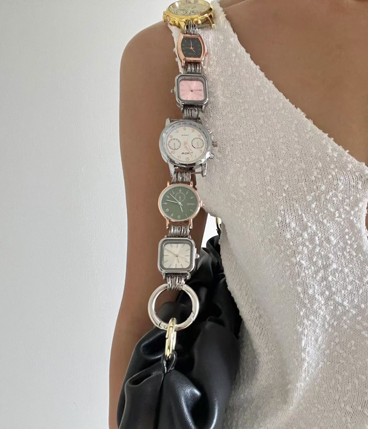 Y2K handmade multicolor watch bag strap,  unisex  watch bag chain & belt.